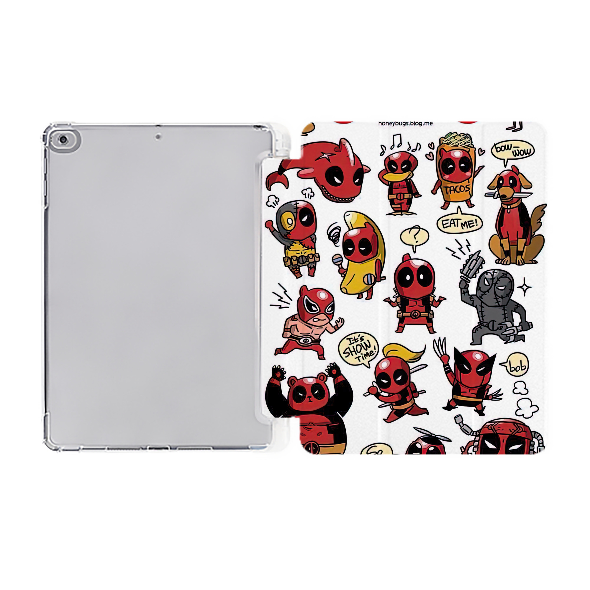 （画像用） Deadpool デッドプール IPad ケース ペン収納付き 三つ折りスタンド PUレザー×シリコン 対応機種9.5/10.5/10.9インチ
